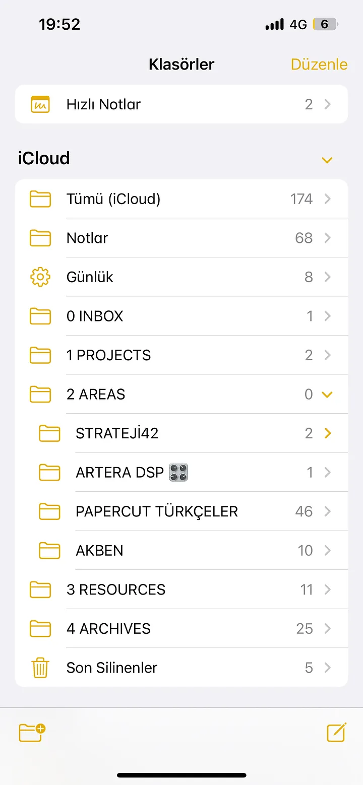 Evernote'tan Apple Notes'a taşınıyorum yavaş yavaş