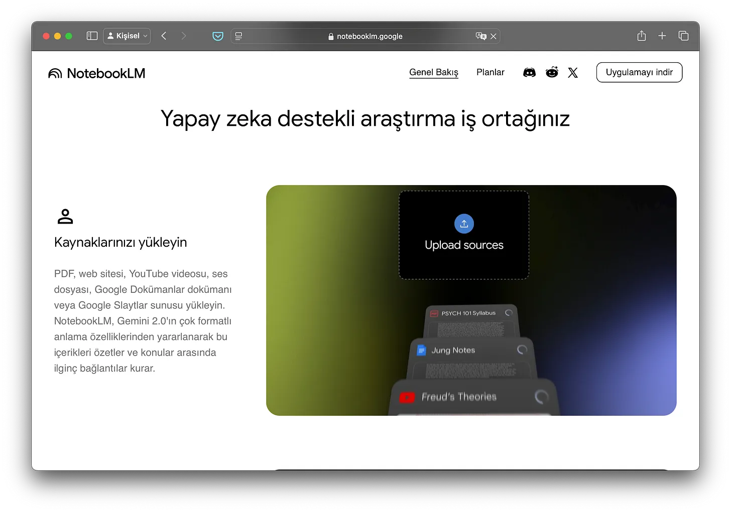 Notebook LM arayüzü